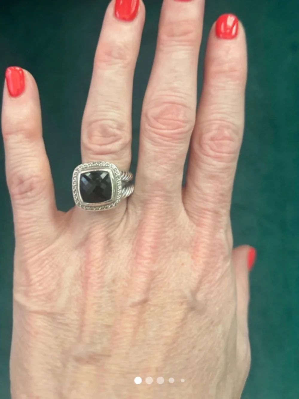 David Yurman black Onyx and Diamond Cable Ring